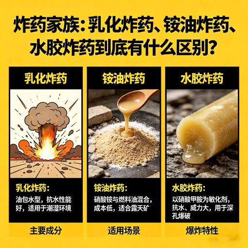 城北炸药家族：乳化炸药、铵油炸药、水胶炸药到底有什么区别？